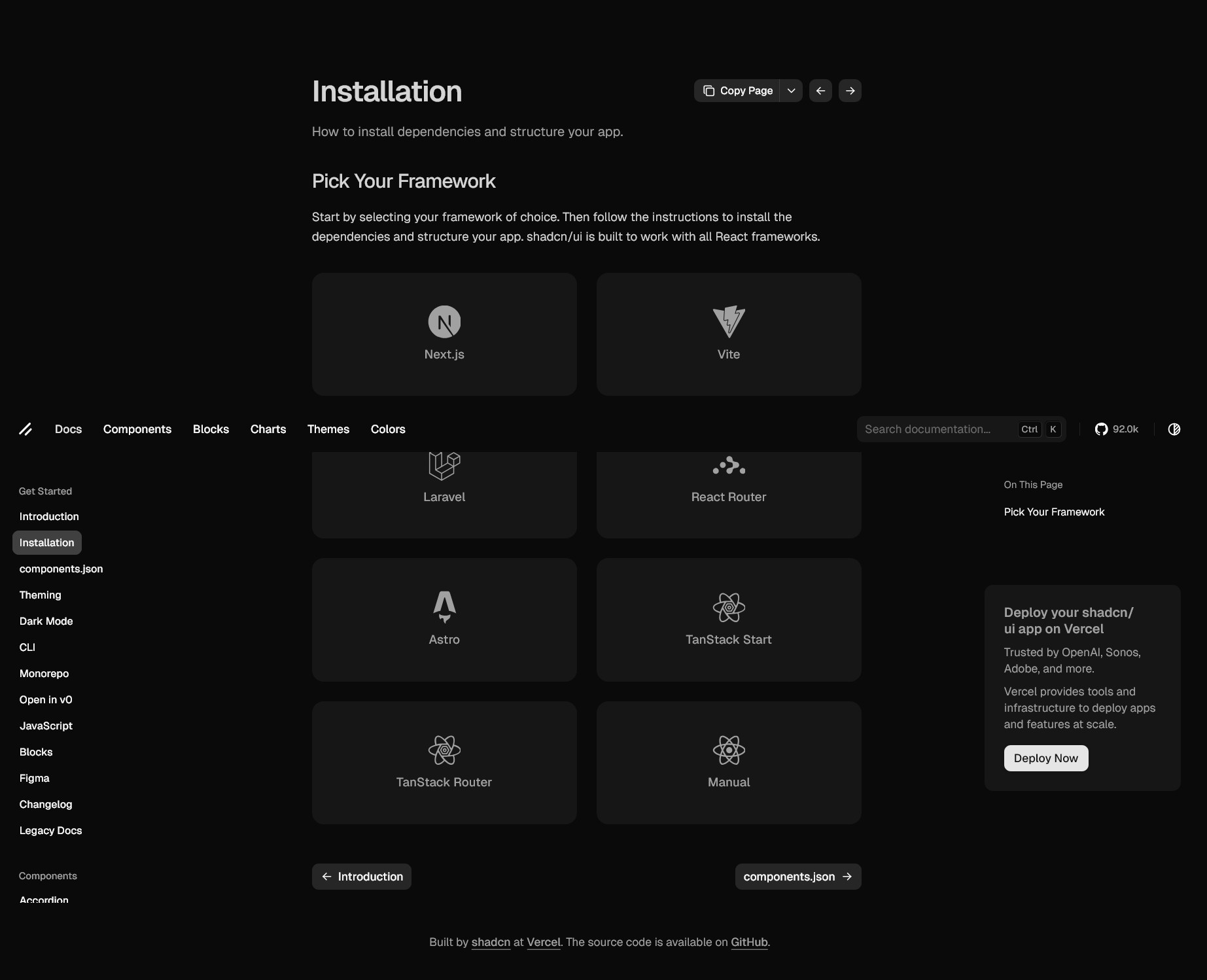 shadcn/ui Component Library