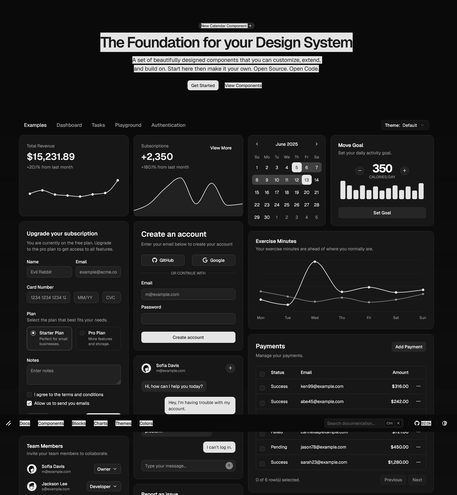 shadcn/ui Homepage